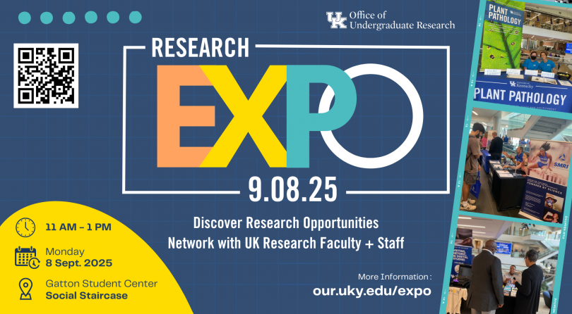 Research EXPO Fall 2025 flyer with images of booths and event detail