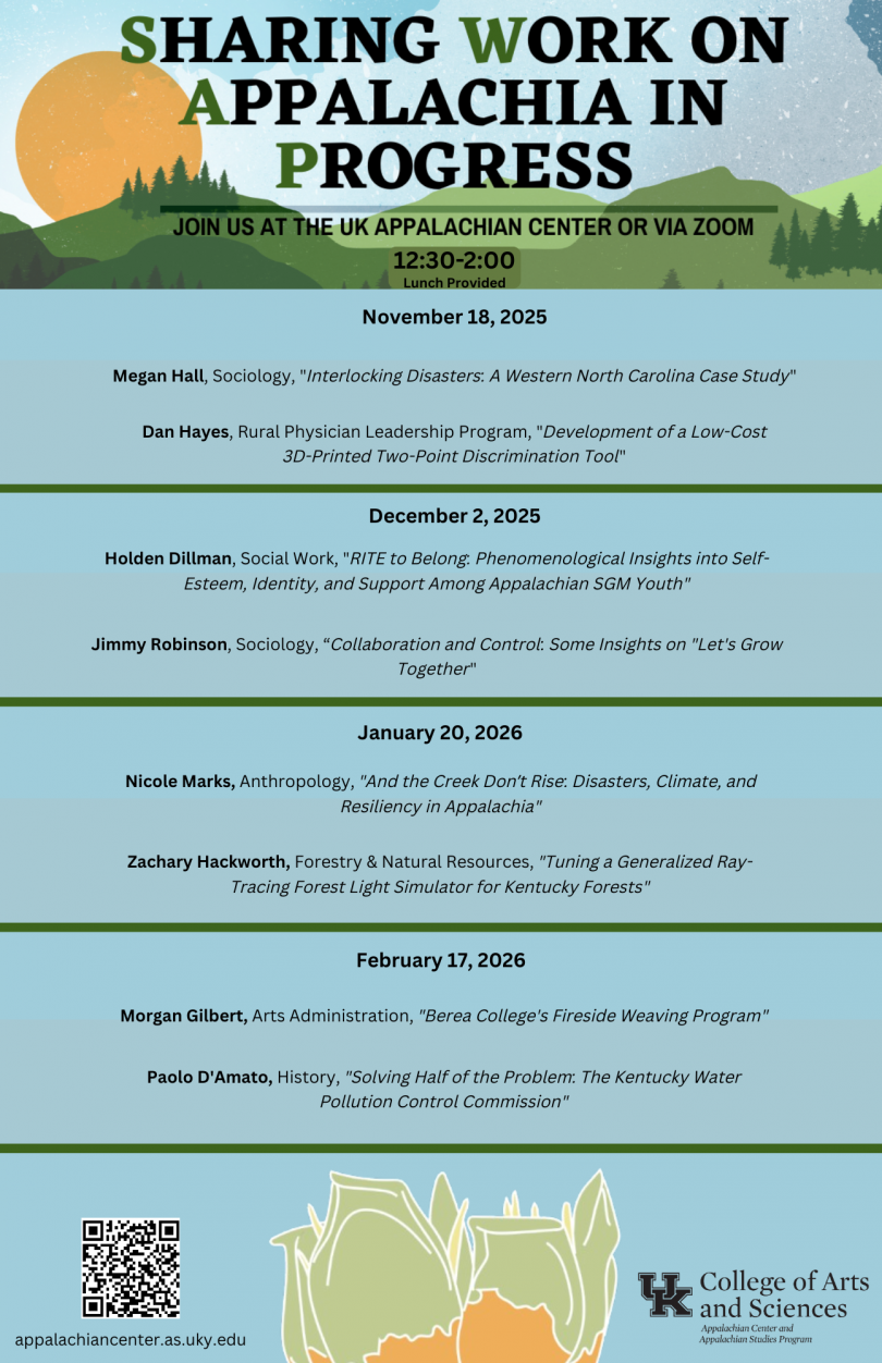 decorative poster with listing of 2025-2026 SWAP presenters