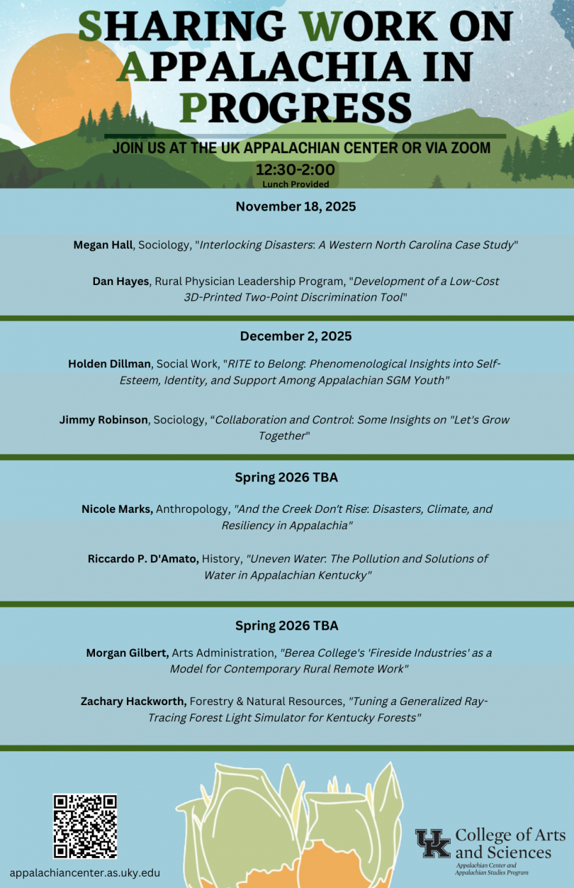 event flyer with full list of 2025-2026 academic year SWAP presentation titles