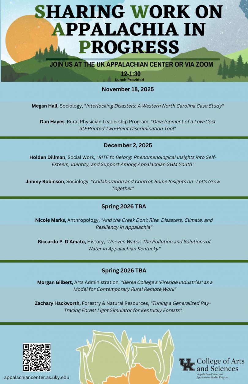 Sharing Work on Appalachia in Progress flyer with event series details